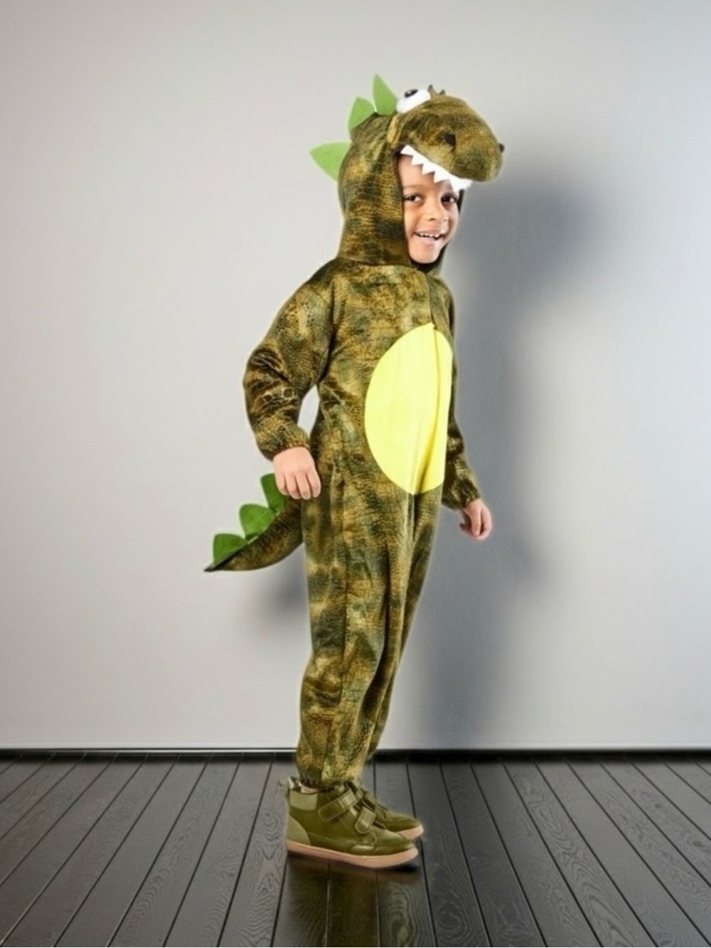 Roaring Rex Green Dinosaur Costume Onesie with Hood by Ways To Celebrate